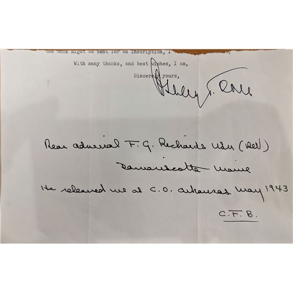 WW2 Admiral F.G. Richards Original Signature