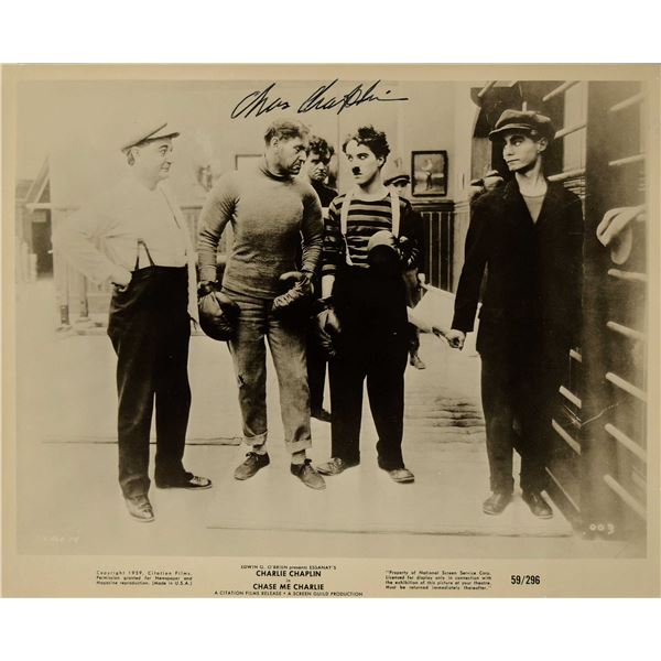 Charlie Chaplin signed movie still photo