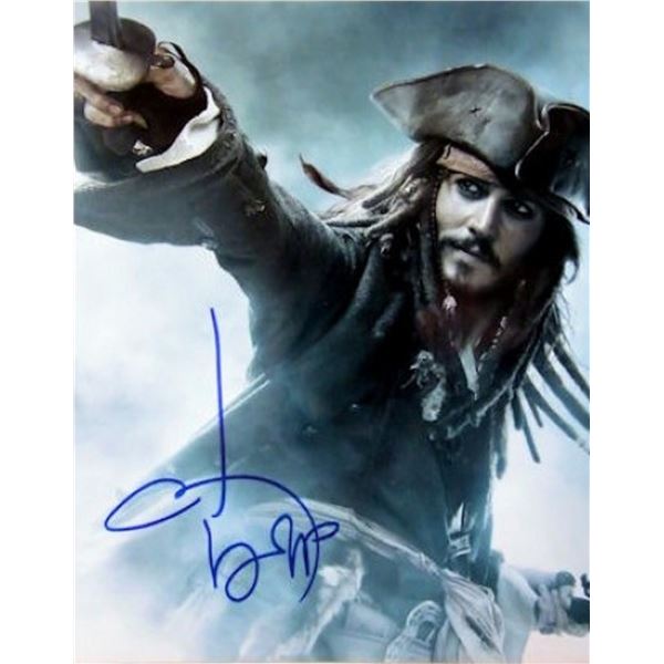Johnny Depp signed Pirates of the Caribbean movie photo