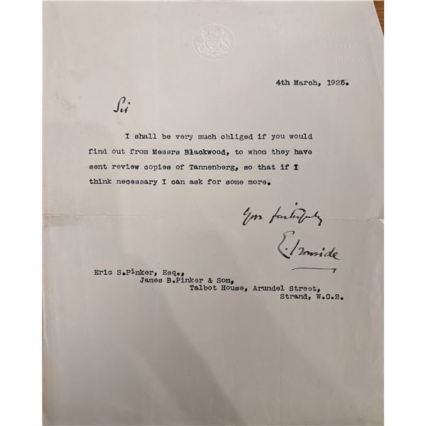 WW1 British Field Marshal Ironside Signed Note