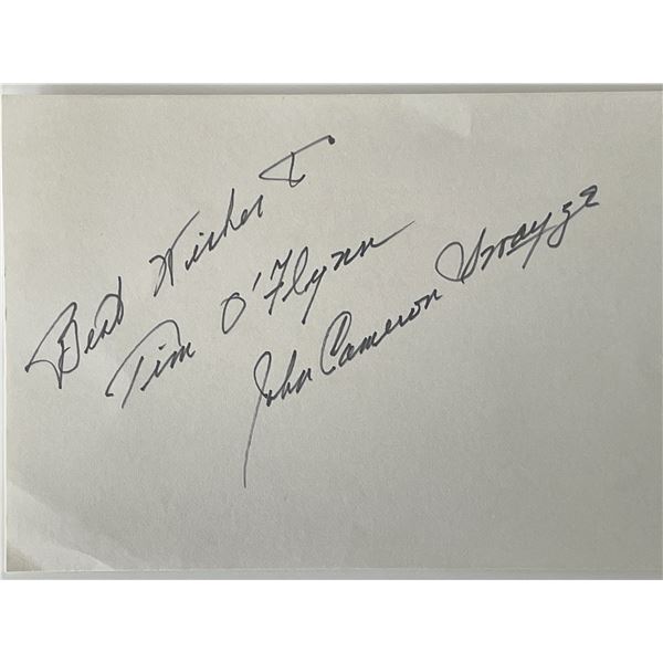 Commentator John C. Swayze autograph note