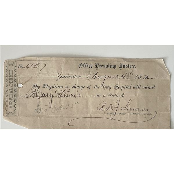 A.D. Johnson signed hospital permit