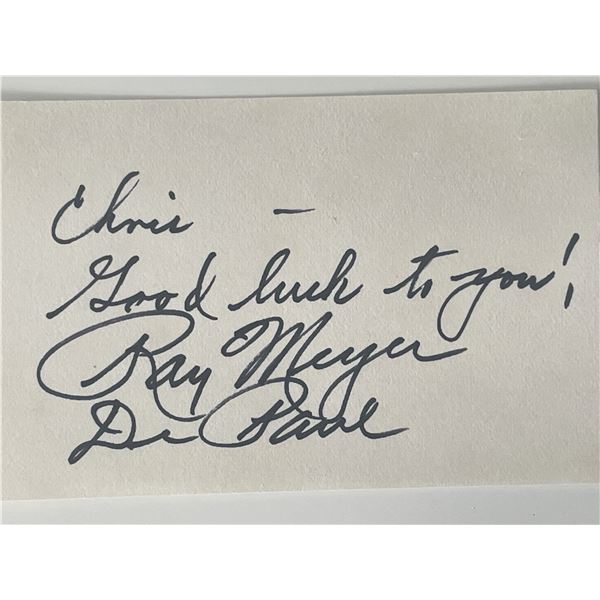 Actor Ray Mayer autograph note