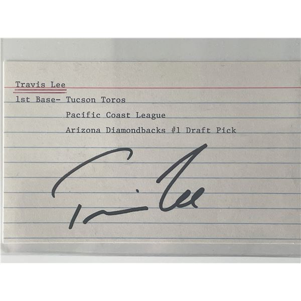 Baseball player Travis Lee autograph note