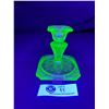 Image 1 : Vintage Uranium Glass 4" Candle Holder w/ 3.75" x 3.75" Base