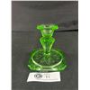 Image 2 : Vintage Uranium Glass 4" Candle Holder w/ 3.75" x 3.75" Base