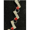Image 2 : Pretty Silver Plated w/Red + White Rhinestones Necklace