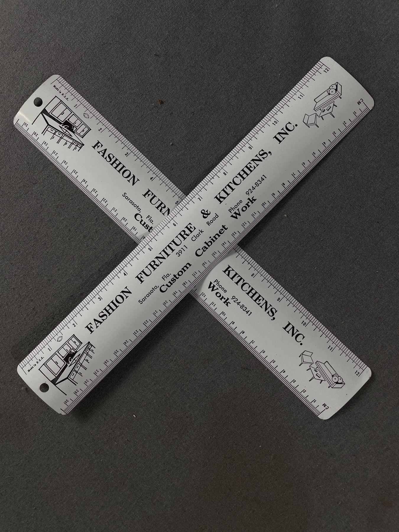 Advertising Rulers 2 Vintage New Old Stock Metal Advertising Rulers