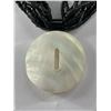Image 2 : Interesting 18" Multi-Strand Black Beaded Necklace w/ 2.5" Pendant