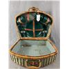 Image 2 : Large India Made Wicker Picnic Basket w/ Most Accessories. Approx. 15" x 19" x 8"