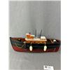 Image 2 : 5"H Marble Quartz Clock (face needs adjusting) & 15.5" L Wooden Fishing Boat