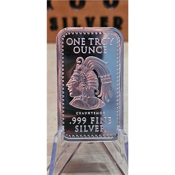 Lot 8-1) 1 oz Cuauhtemoc Silver Bar