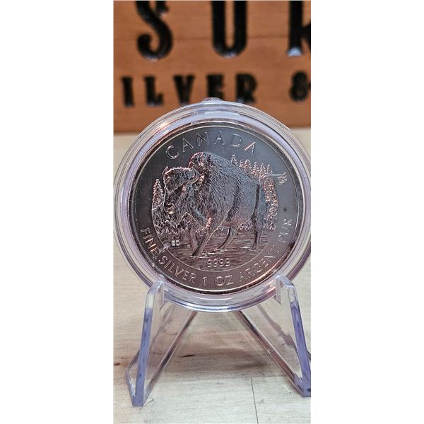 Lot 49-1) 1 oz. Canadian Silver Wood Bison Monster 2013