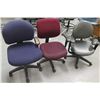 Image 1 : Qty 3 Upholstered Rolling Office Chairs, Misc Sizes