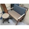 Image 2 : Wide Stationary Chair 37" x 20"& Rolling Round Stool 16" Dia