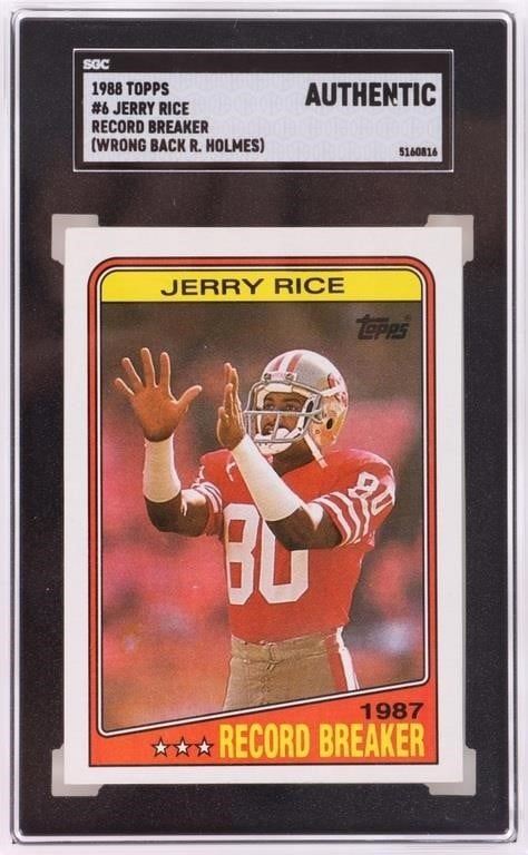 VERY RARE 1988 TOPPS #6 JERRY RICE ERROR BACK SGC