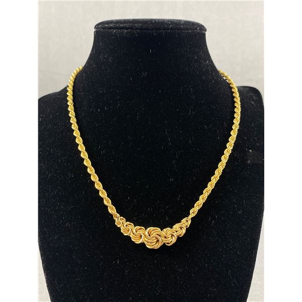14k Yellow Gold  8.1 Grams Rosetta Love Knot Necklace Marked & Tested