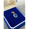 Image 1 : 14KT Yellow Gold Swiss Blue Oval Cut Topaz And Diamond Pendant 2.5 CT, 9 X 7 Topaz - Custom Made -