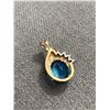 Image 3 : 14KT Yellow Gold Swiss Blue Oval Cut Topaz And Diamond Pendant 2.5 CT, 9 X 7 Topaz - Custom Made -