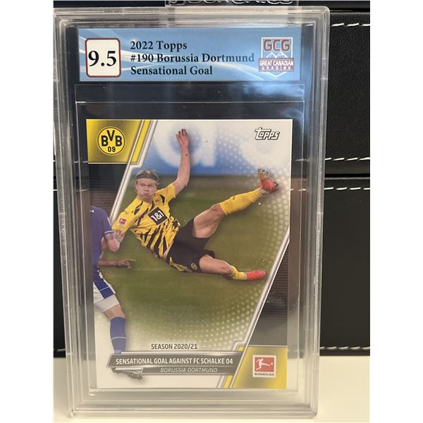 Haaland 2022 Topps #190 Borussia Dortmund Graded GCG 9.5
