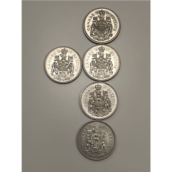Lot of coins 50 cents  1974,1979x2, 1983 and 1984