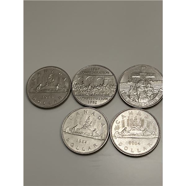 Lot of CAD $1 coins 1982,1984 and 1986