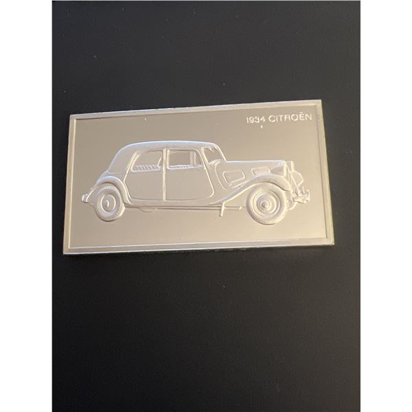 Franklin Mint 1000 Grains .925 Sterling Silver Ingot 1934 Citroen