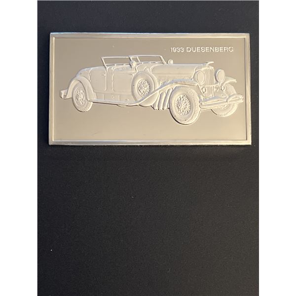 Franklin Mint 1000 Grains .925 Sterling Silver Ingot 1933 Duesenberg