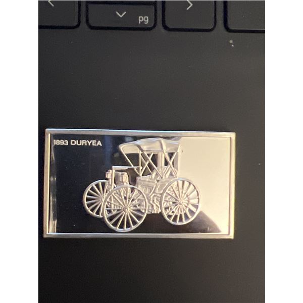 Franklin Mint 1000 Grains .925 Sterling Silver Ingot 1893 DURYEA