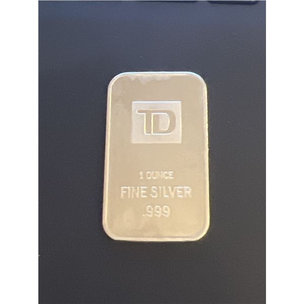 TD 1 OUNCE FINE SILVER .999 BAR