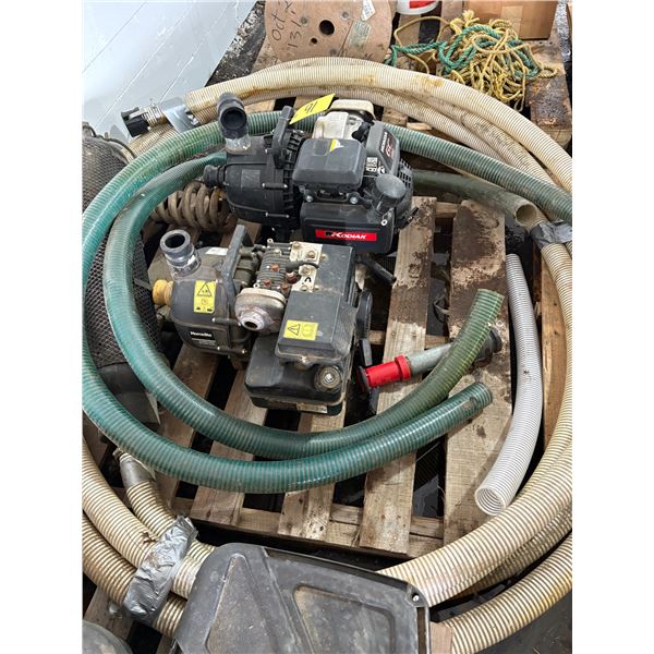 2- gas powered water pumps, 5 Hp & Honda GC160cc motors c/w suction hose