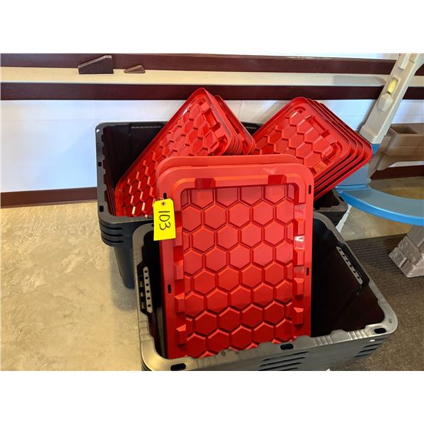 Approx. 9- black & red Heavy duty totes