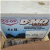 Image 7 : Case of DMO gold oil 0W-40SL, 3- Pails of motor oil, 3- jugs of Spirex, hand cleaner, spray paints a
