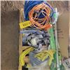 Image 2 : Pallet of ext. cords, hyd. Camper jack, trailer jack, waterfall décor (new) & car care kit