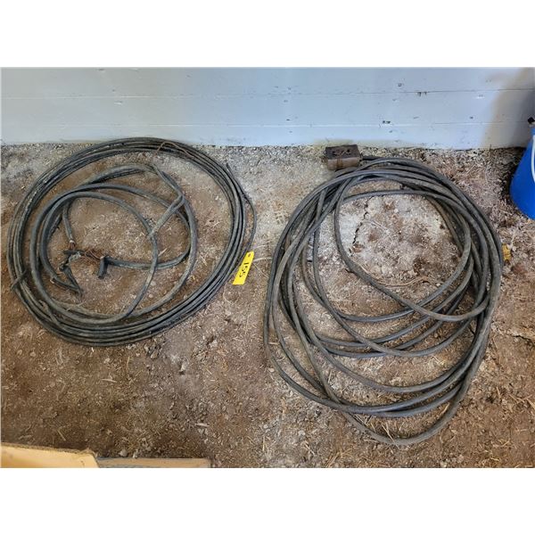 Heavy black roll of elec. & roll of copper cable