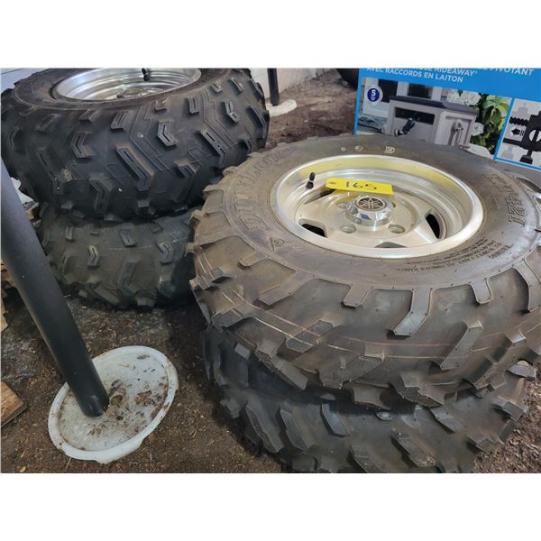 (Selling all together) 4- Yamaha rims c/w 25X10-12 tires, as new