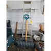 Image 1 : Alum. Step ladder & 3- snow shovels
