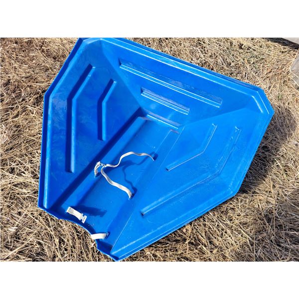 Blue plastic grain hopper