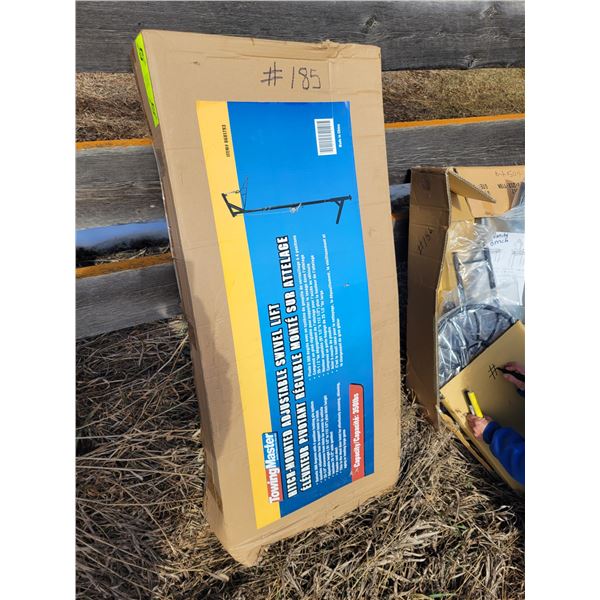 Hitch-mounted adj. swivel lift, good for 350 lbs