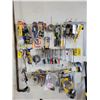 Image 1 : Large qty of tools and misc. On peg board (peg board does not sell) Bring your own Pails and/or Boxe