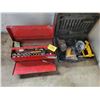 Image 1 : Dewalt saw & flashlight (no battery or charger) & red tool box c/w sockets & misc. tools