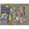 Image 1 : Socket set, air hammer, pry bars, door knob & deadbolt set & misc.