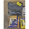Image 2 : Socket set, air hammer, pry bars, door knob & deadbolt set & misc.