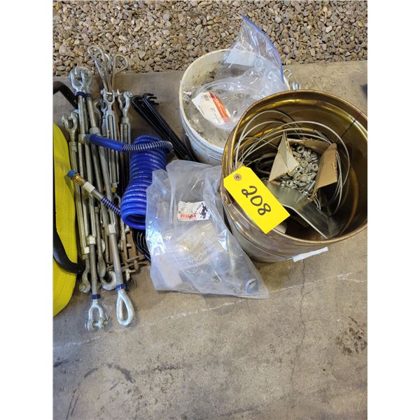 Qty of turn buckles, air line, rake, pins, light chain