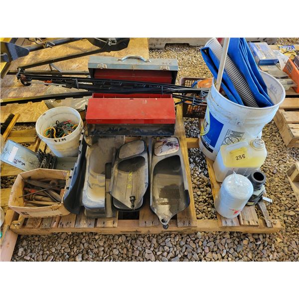 Mirror ext., filters, couplers, drill bits,  tie downs, lights, tool boxes etc.