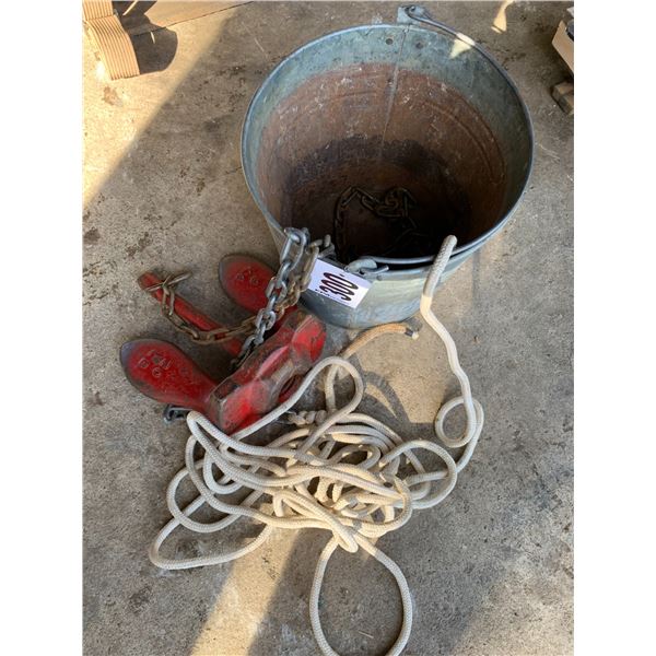 Anchor, rope & pail