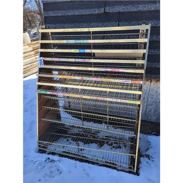 Store shelving unit for gum, chocolates etc.