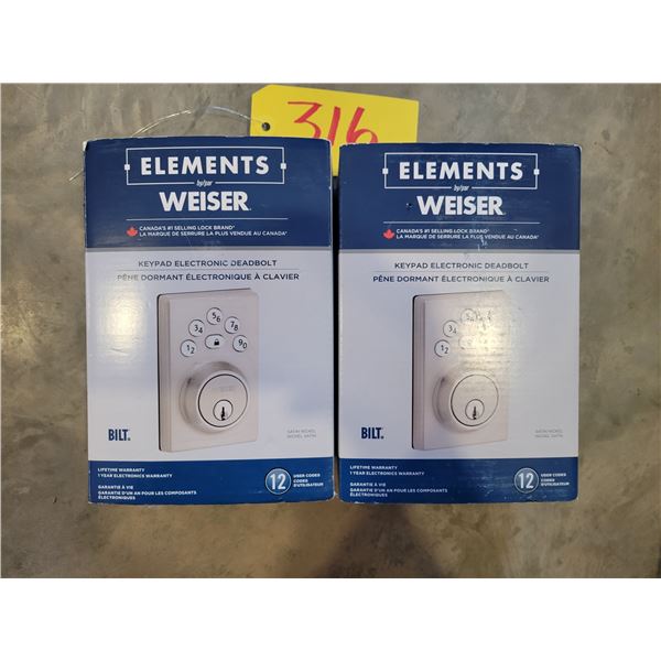 (Selling all together) 2- Weiser elec. Keypad deadbolts, as new