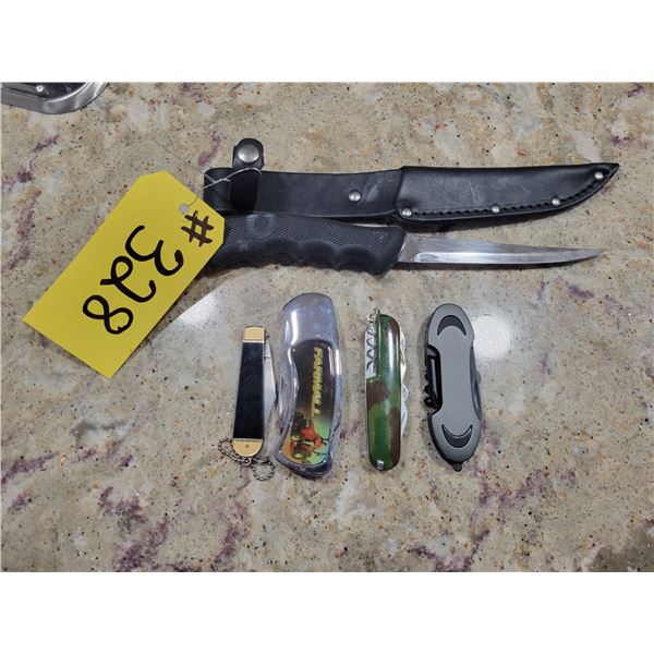 Fillet knife (Rada) & 4- Pocket knives