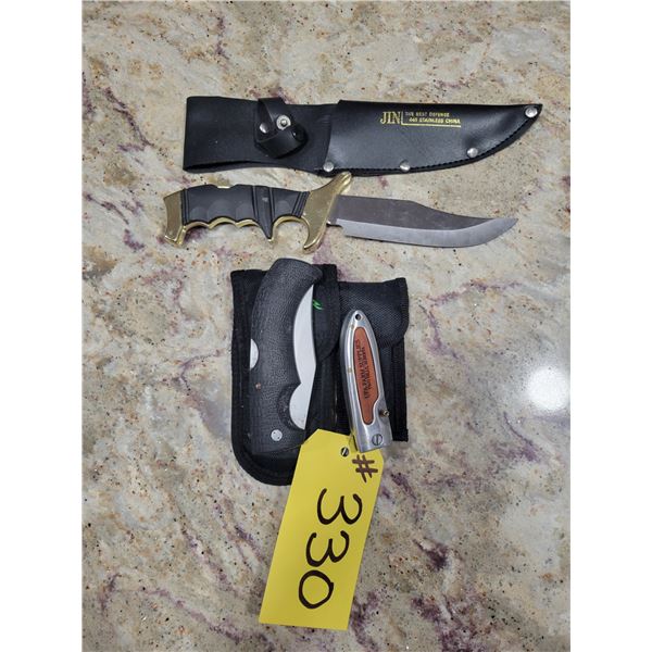 Jin hunting knife, Gerber gator skinning knife etc.